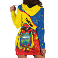 Personalized Ecuador Independence Day Hoodie Dress Coat Of Arms Grunge Style - Wonder Print Shop