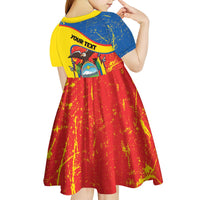 Personalized Ecuador Independence Day Kid Short Sleeve Dress Coat Of Arms Grunge Style - Wonder Print Shop