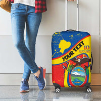 Personalized Ecuador Independence Day Luggage Cover Coat Of Arms Grunge Style - Wonder Print Shop