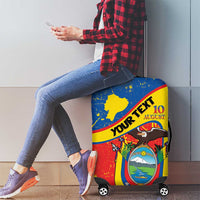 Personalized Ecuador Independence Day Luggage Cover Coat Of Arms Grunge Style - Wonder Print Shop