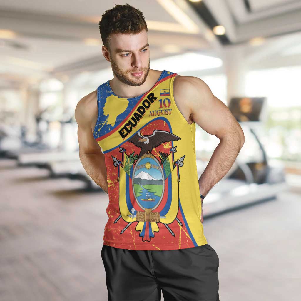 Personalized Ecuador Independence Day Men Tank Top Coat Of Arms Grunge Style - Wonder Print Shop