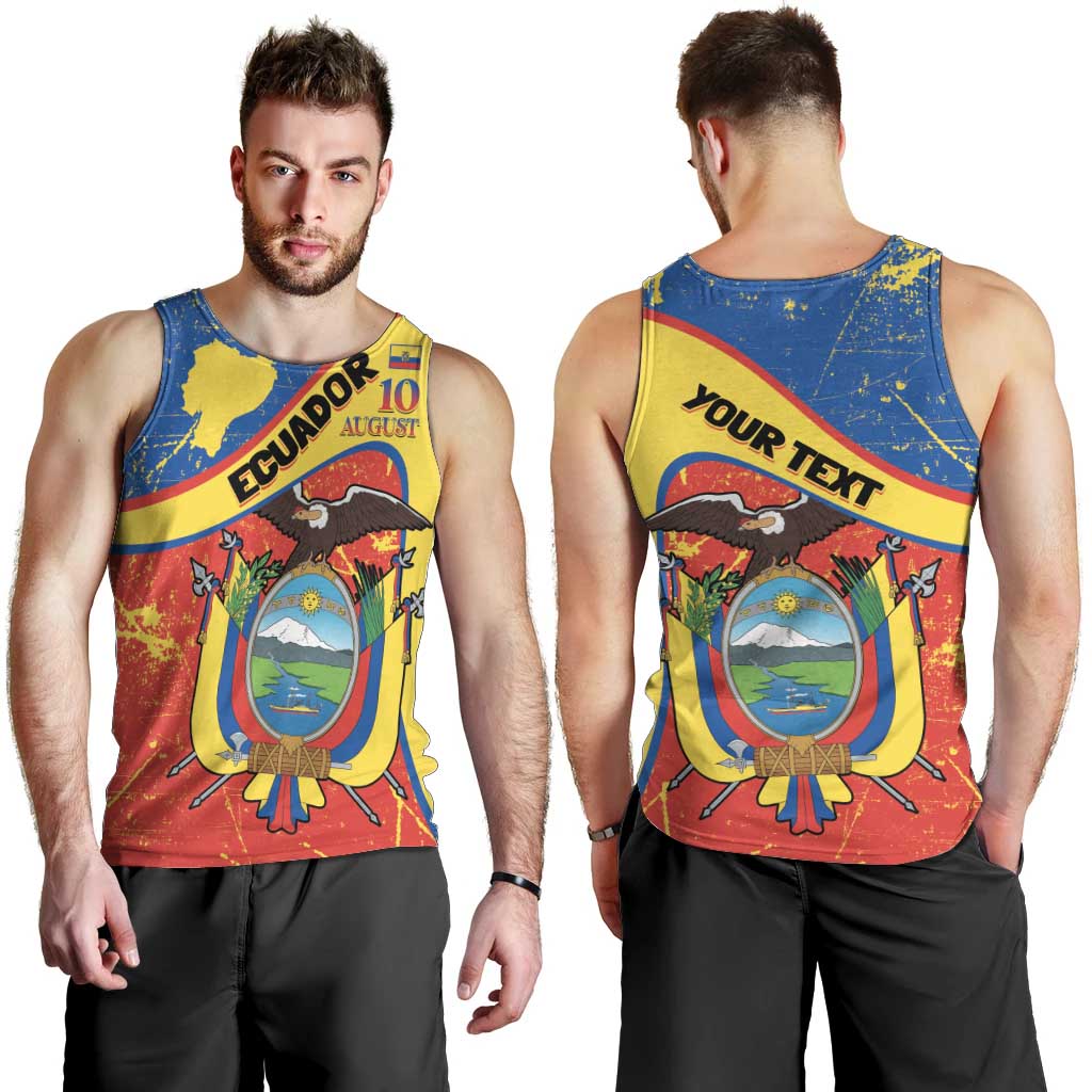 Personalized Ecuador Independence Day Men Tank Top Coat Of Arms Grunge Style - Wonder Print Shop