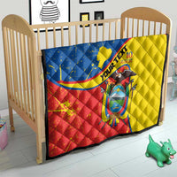 Personalized Ecuador Independence Day Quilt Coat Of Arms Grunge Style - Wonder Print Shop