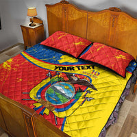 Personalized Ecuador Independence Day Quilt Bed Set Coat Of Arms Grunge Style - Wonder Print Shop