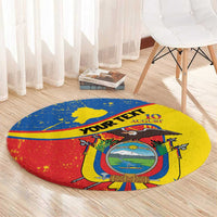 Personalized Ecuador Independence Day Round Carpet Coat Of Arms Grunge Style - Wonder Print Shop