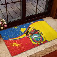 Personalized Ecuador Independence Day Rubber Doormat Coat Of Arms Grunge Style - Wonder Print Shop