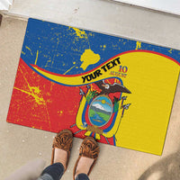 Personalized Ecuador Independence Day Rubber Doormat Coat Of Arms Grunge Style - Wonder Print Shop