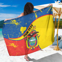 Personalized Ecuador Independence Day Sarong Coat Of Arms Grunge Style - Wonder Print Shop
