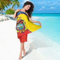 Personalized Ecuador Independence Day Sarong Coat Of Arms Grunge Style - Wonder Print Shop