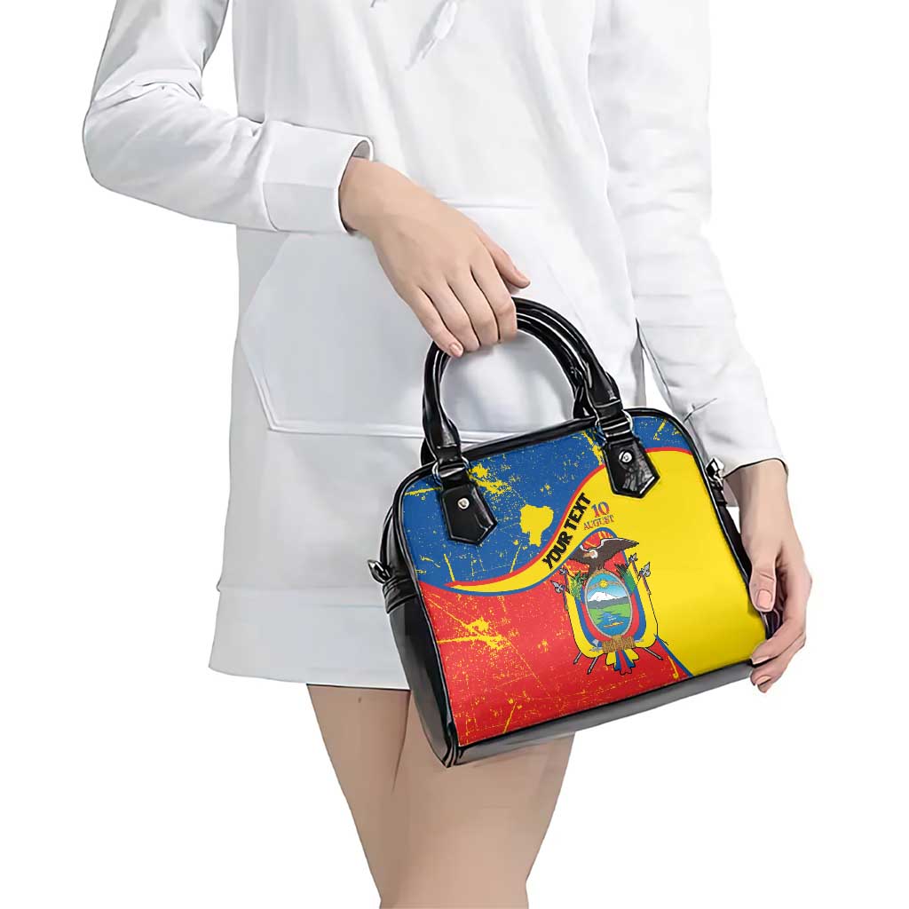Personalized Ecuador Independence Day Shoulder Handbag Coat Of Arms Grunge Style - Wonder Print Shop