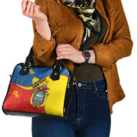 Personalized Ecuador Independence Day Shoulder Handbag Coat Of Arms Grunge Style - Wonder Print Shop