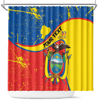 Personalized Ecuador Independence Day Shower Curtain Coat Of Arms Grunge Style - Wonder Print Shop