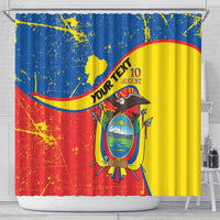 Personalized Ecuador Independence Day Shower Curtain Coat Of Arms Grunge Style - Wonder Print Shop