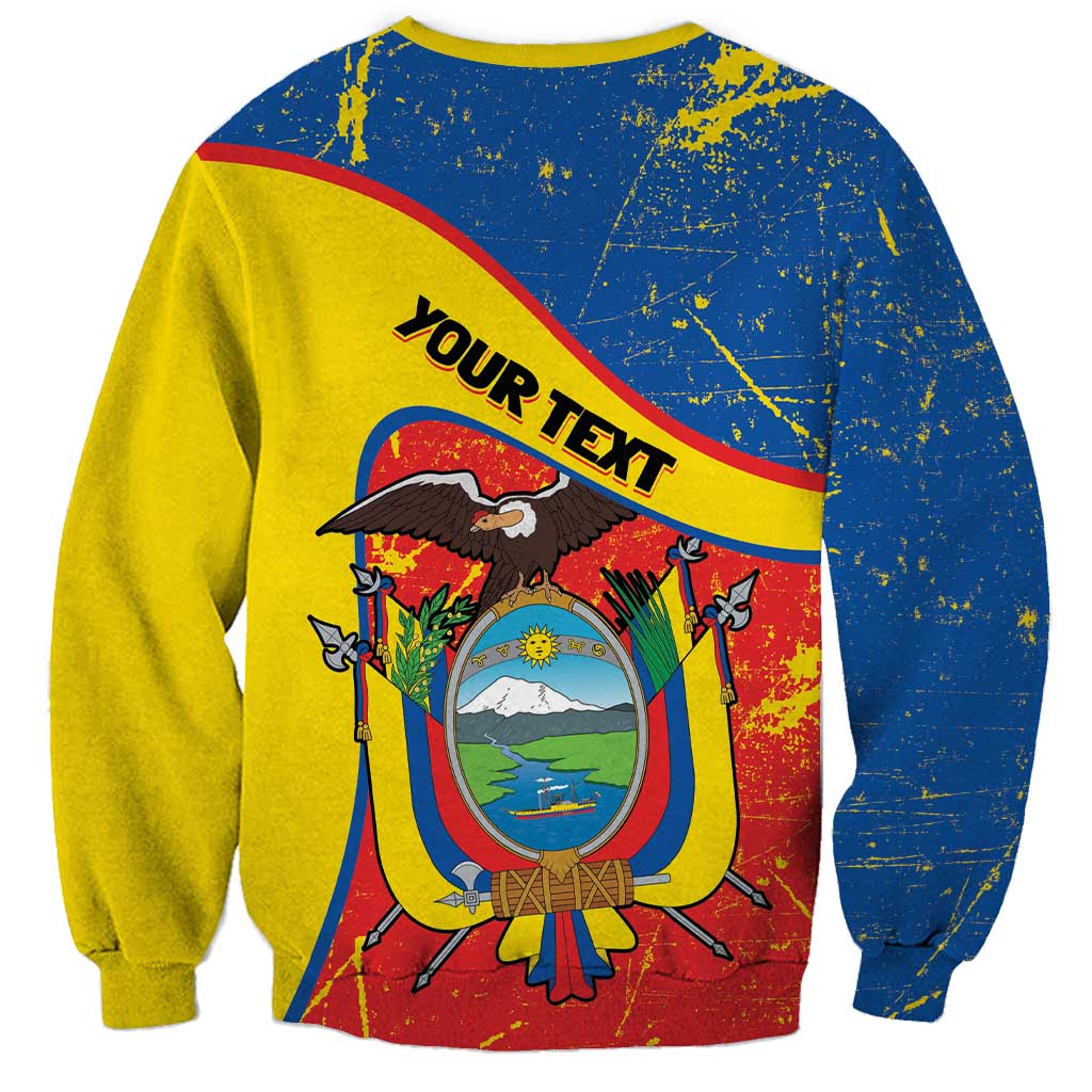 Personalized Ecuador Independence Day Sweatshirt Coat Of Arms Grunge Style - Wonder Print Shop