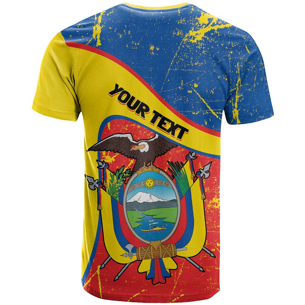 Personalized Ecuador Independence Day T Shirt Coat Of Arms Grunge Style - Wonder Print Shop