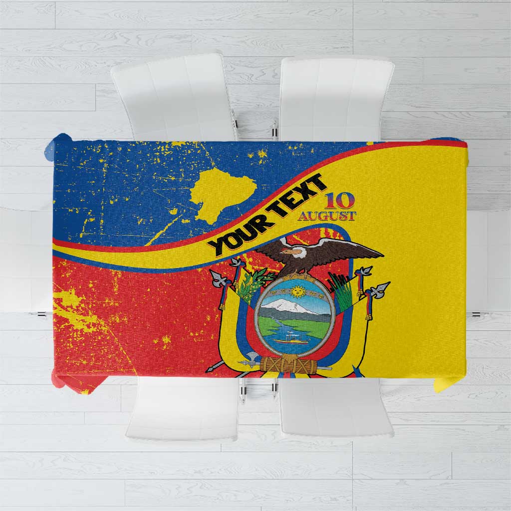 Personalized Ecuador Independence Day Tablecloth Coat Of Arms Grunge Style - Wonder Print Shop