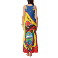Personalized Ecuador Independence Day Tank Maxi Dress Coat Of Arms Grunge Style - Wonder Print Shop