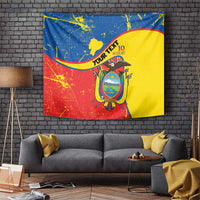 Personalized Ecuador Independence Day Tapestry Coat Of Arms Grunge Style - Wonder Print Shop