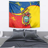 Personalized Ecuador Independence Day Tapestry Coat Of Arms Grunge Style - Wonder Print Shop