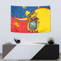 Personalized Ecuador Independence Day Tapestry Coat Of Arms Grunge Style - Wonder Print Shop