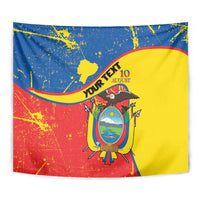 Personalized Ecuador Independence Day Tapestry Coat Of Arms Grunge Style - Wonder Print Shop