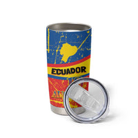 Personalized Ecuador Independence Day Tumbler Cup Coat Of Arms Grunge Style - Wonder Print Shop