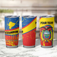 Personalized Ecuador Independence Day Tumbler Cup Coat Of Arms Grunge Style - Wonder Print Shop