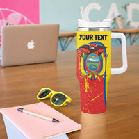 Personalized Ecuador Independence Day Tumbler With Handle Coat Of Arms Grunge Style - Wonder Print Shop