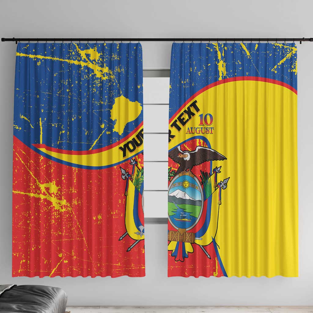 Personalized Ecuador Independence Day Window Curtain Coat Of Arms Grunge Style - Wonder Print Shop