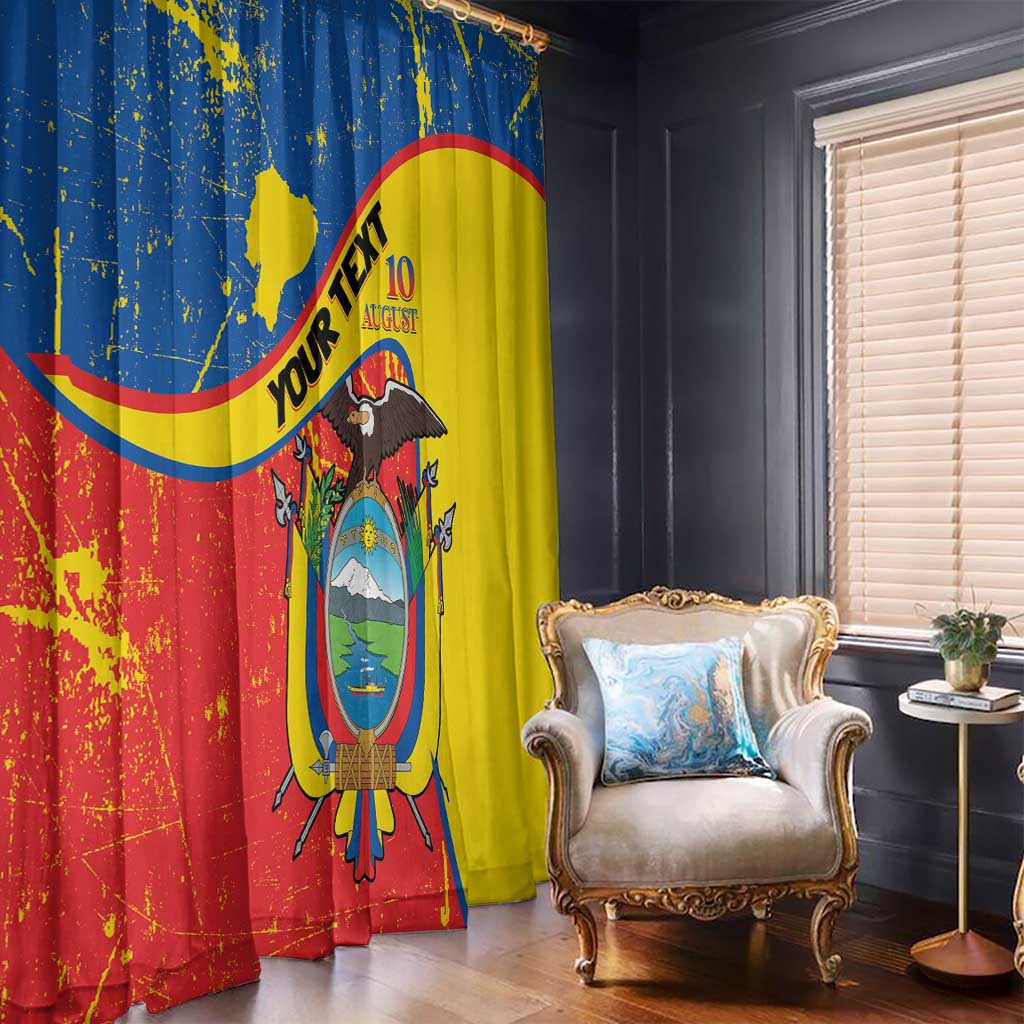 Personalized Ecuador Independence Day Window Curtain Coat Of Arms Grunge Style - Wonder Print Shop