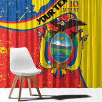 Personalized Ecuador Independence Day Window Curtain Coat Of Arms Grunge Style - Wonder Print Shop