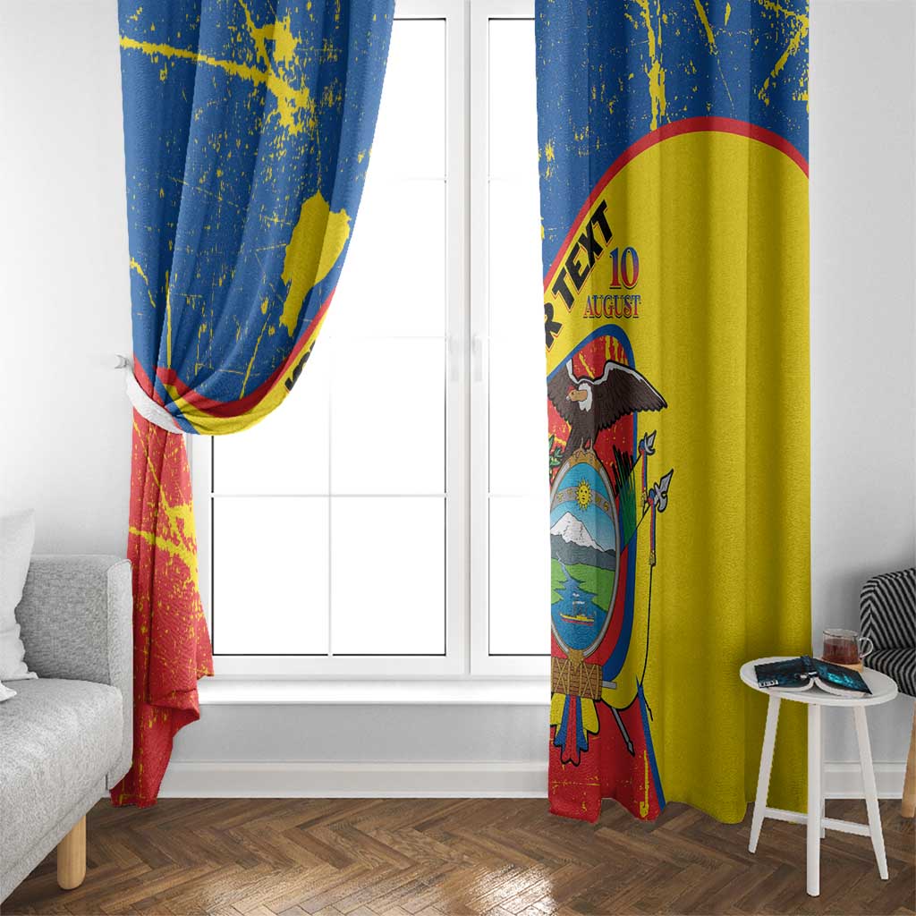 Personalized Ecuador Independence Day Window Curtain Coat Of Arms Grunge Style - Wonder Print Shop