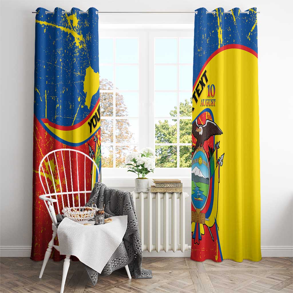 Personalized Ecuador Independence Day Window Curtain Coat Of Arms Grunge Style - Wonder Print Shop