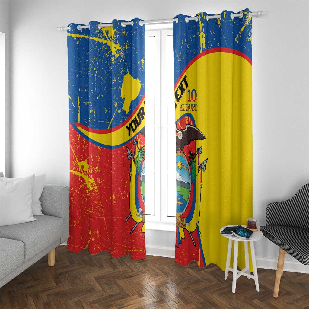 Personalized Ecuador Independence Day Window Curtain Coat Of Arms Grunge Style - Wonder Print Shop