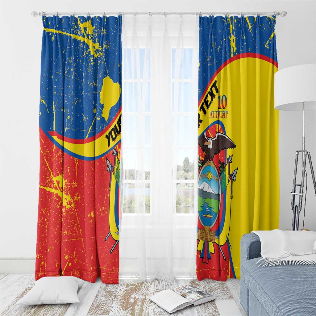 Personalized Ecuador Independence Day Window Curtain Coat Of Arms Grunge Style - Wonder Print Shop