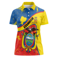 Personalized Ecuador Independence Day Women Polo Shirt Coat Of Arms Grunge Style - Wonder Print Shop