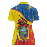 Personalized Ecuador Independence Day Women Polo Shirt Coat Of Arms Grunge Style - Wonder Print Shop