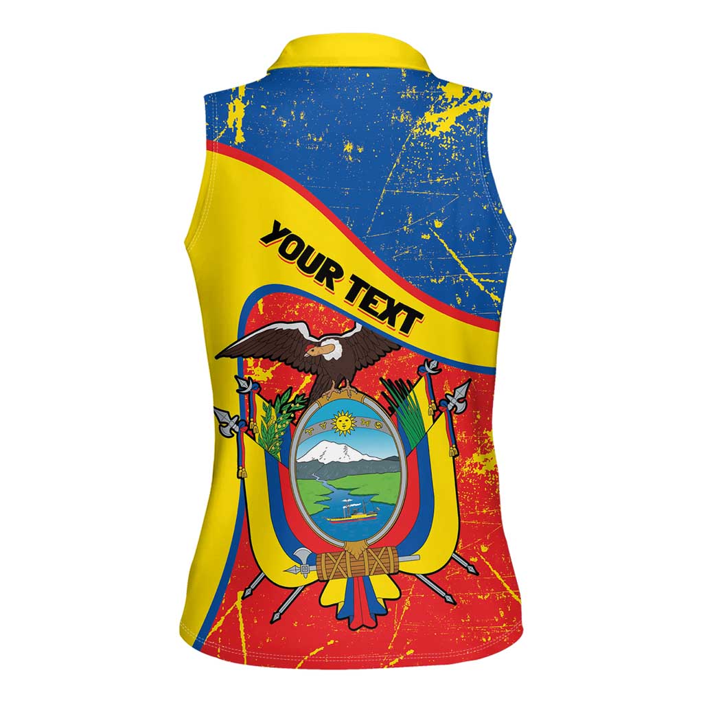 Personalized Ecuador Independence Day Women Sleeveless Polo Shirt Coat Of Arms Grunge Style - Wonder Print Shop