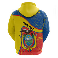 Personalized Ecuador Independence Day Zip Hoodie Coat Of Arms Grunge Style - Wonder Print Shop
