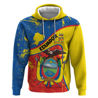 Personalized Ecuador Independence Day Zip Hoodie Coat Of Arms Grunge Style - Wonder Print Shop