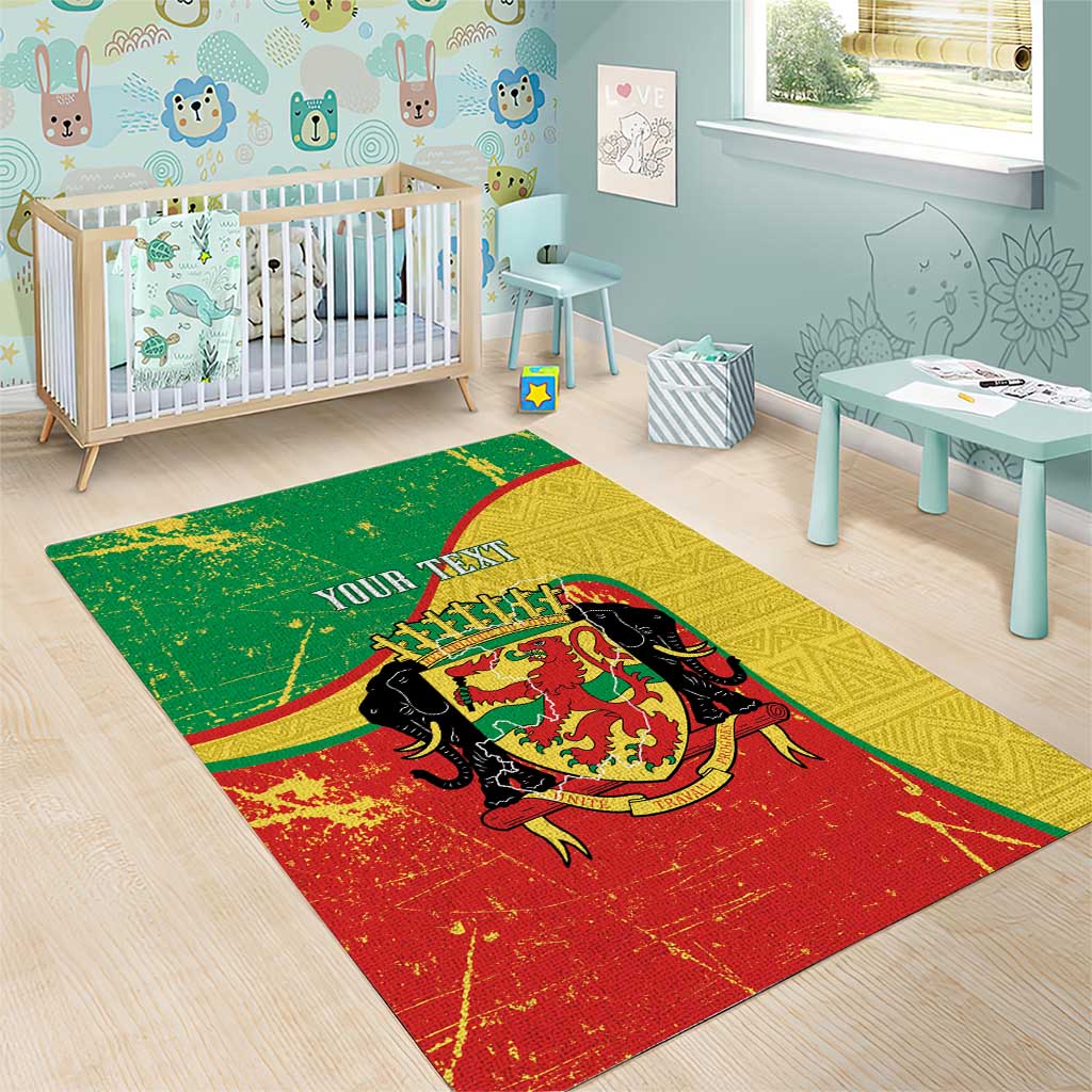 Personalized Congo-Brazzaville Independence Day Area Rug Coat Of Arms Grunge Style - Wonder Print Shop