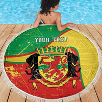 Personalized Congo-Brazzaville Independence Day Beach Blanket Coat Of Arms Grunge Style - Wonder Print Shop