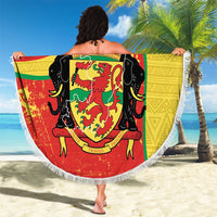Personalized Congo-Brazzaville Independence Day Beach Blanket Coat Of Arms Grunge Style - Wonder Print Shop