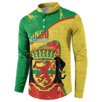 Personalized Congo-Brazzaville Independence Day Button Sweatshirt Coat Of Arms Grunge Style - Wonder Print Shop