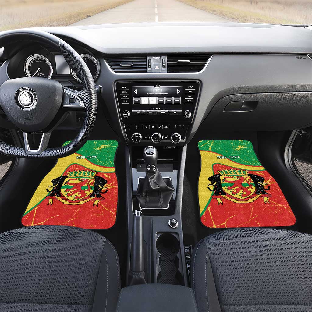 Personalized Congo-Brazzaville Independence Day Car Mats Coat Of Arms Grunge Style - Wonder Print Shop