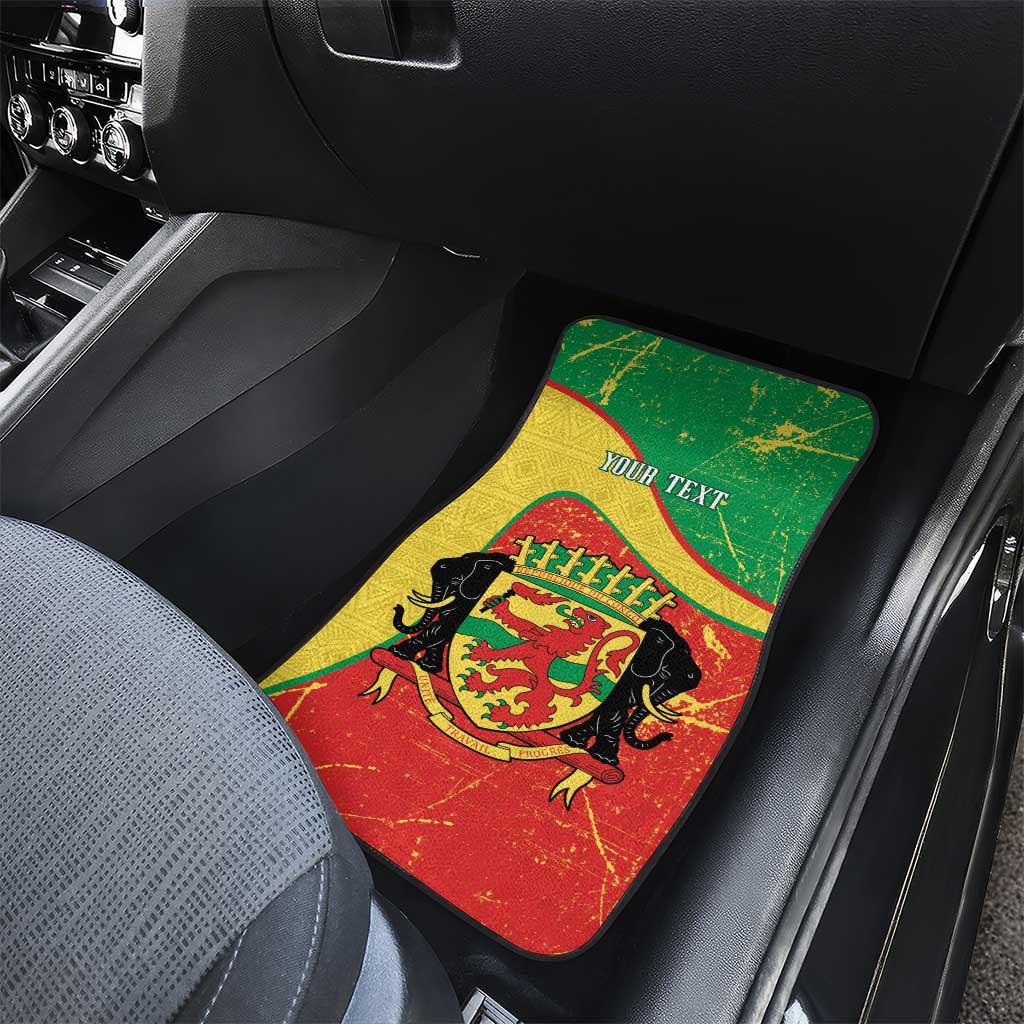 Personalized Congo-Brazzaville Independence Day Car Mats Coat Of Arms Grunge Style - Wonder Print Shop