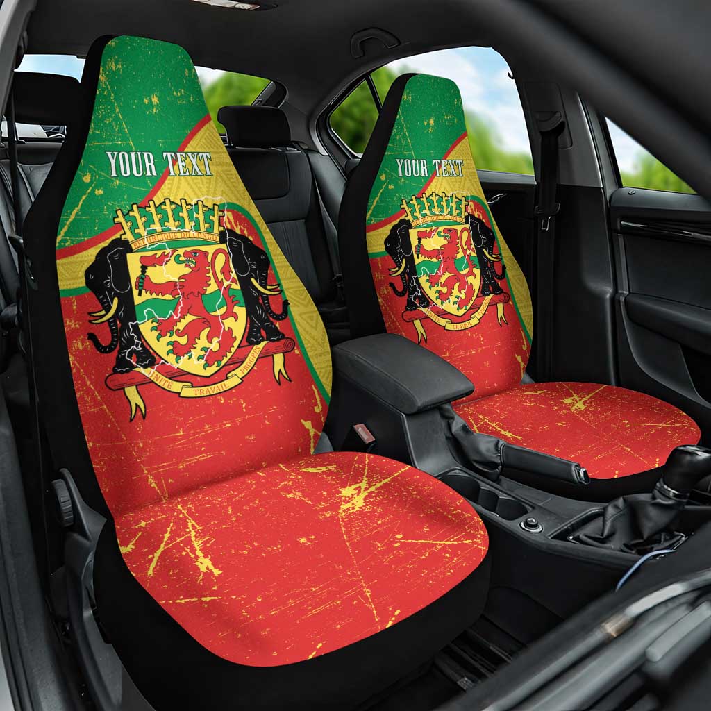 Personalized Congo-Brazzaville Independence Day Car Seat Cover Coat Of Arms Grunge Style - Wonder Print Shop