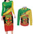 Personalized Congo-Brazzaville Independence Day Couples Matching Long Sleeve Bodycon Dress and Long Sleeve Button Shirt Coat Of Arms Grunge Style - Wonder Print Shop