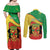 Personalized Congo-Brazzaville Independence Day Couples Matching Off Shoulder Maxi Dress and Long Sleeve Button Shirt Coat Of Arms Grunge Style - Wonder Print Shop