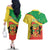 Personalized Congo-Brazzaville Independence Day Couples Matching Off The Shoulder Long Sleeve Dress and Hawaiian Shirt Coat Of Arms Grunge Style - Wonder Print Shop